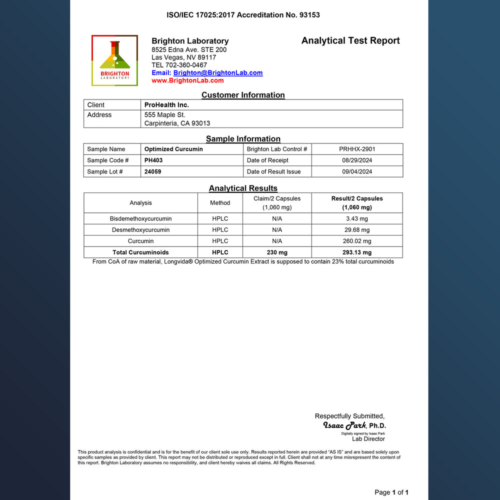 
                  
                    Optimized Curcumin Longvida Certificate of Analysis
                  
                