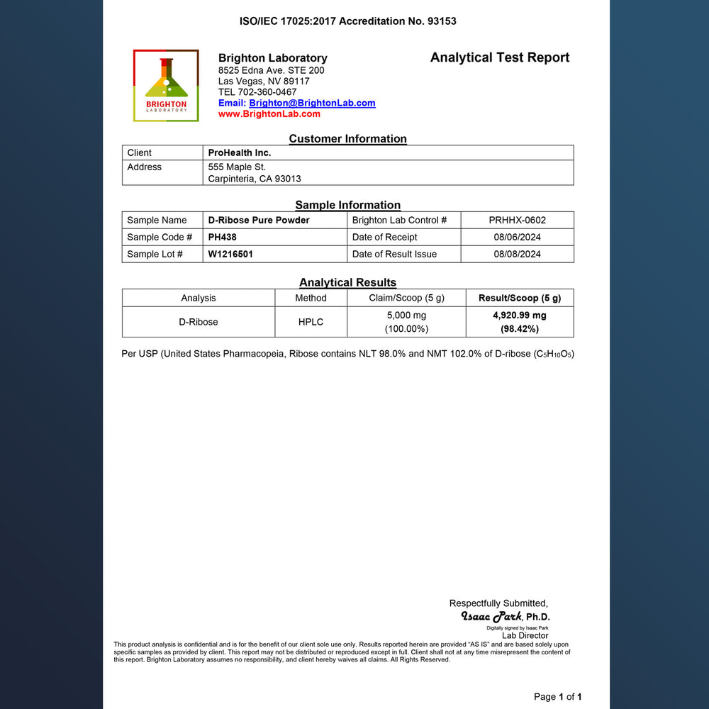 
                  
                    D-Ribose Pure Powder Certificate of Analysis
                  
                