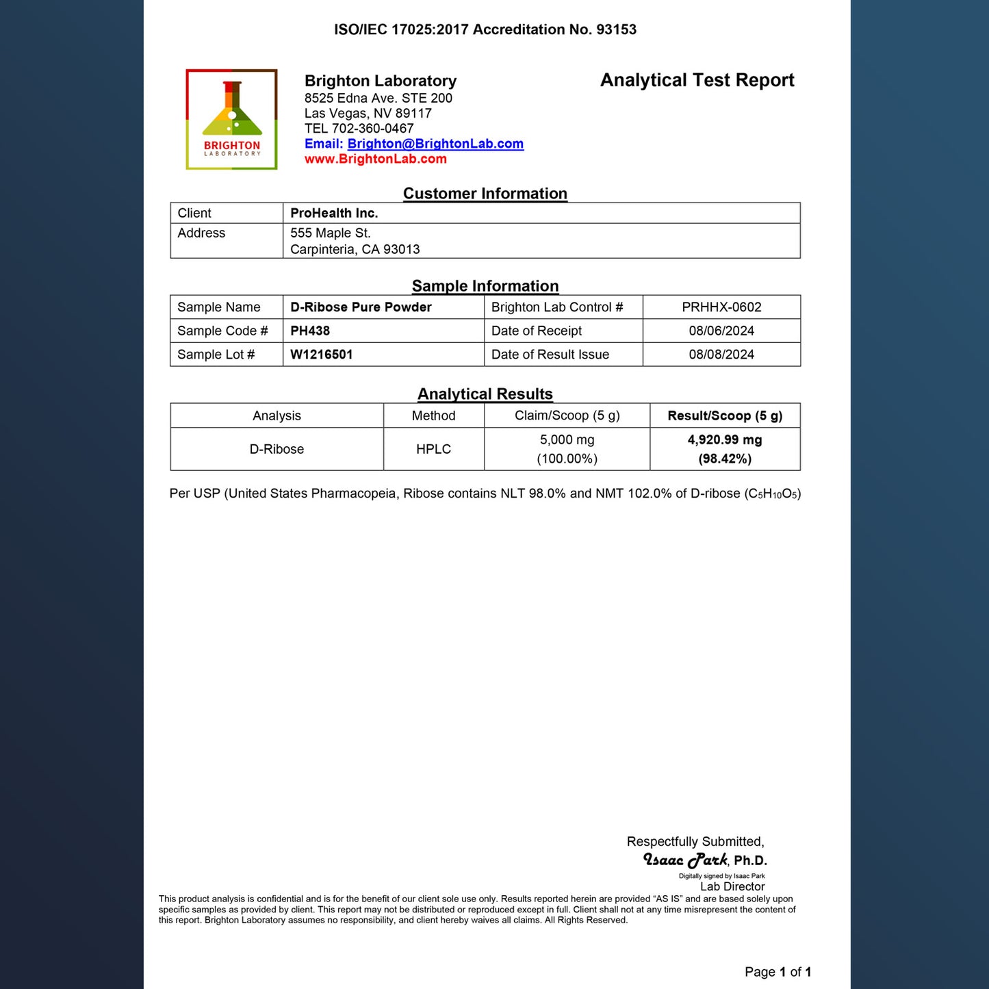 
                  
                    D-Ribose Pure Powder Certificate of Analysis
                  
                