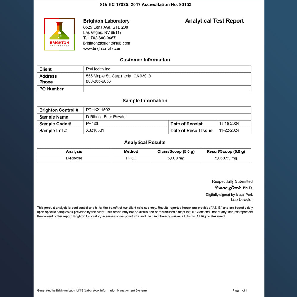 
                  
                    D-Ribose Pure Powder Certificate of Analysis
                  
                