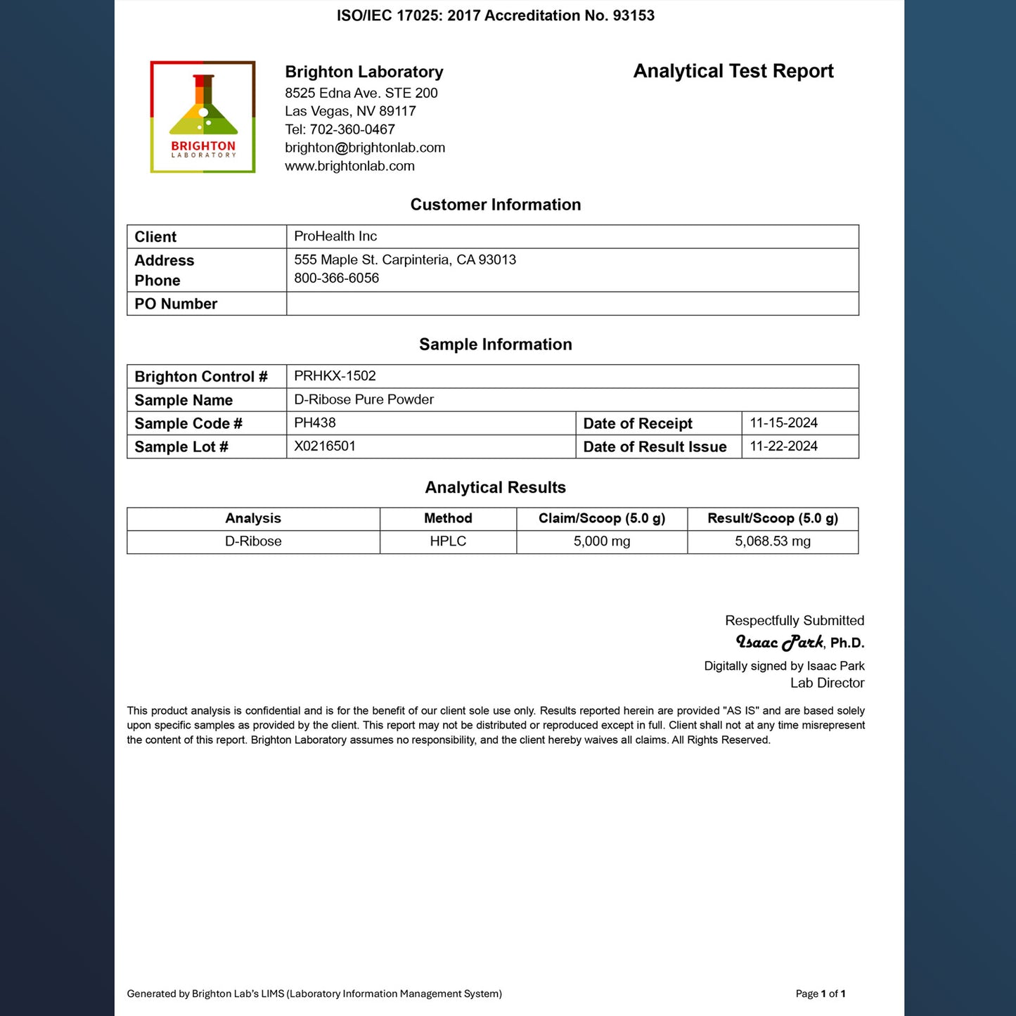 
                  
                    D-Ribose Pure Powder Certificate of Analysis
                  
                