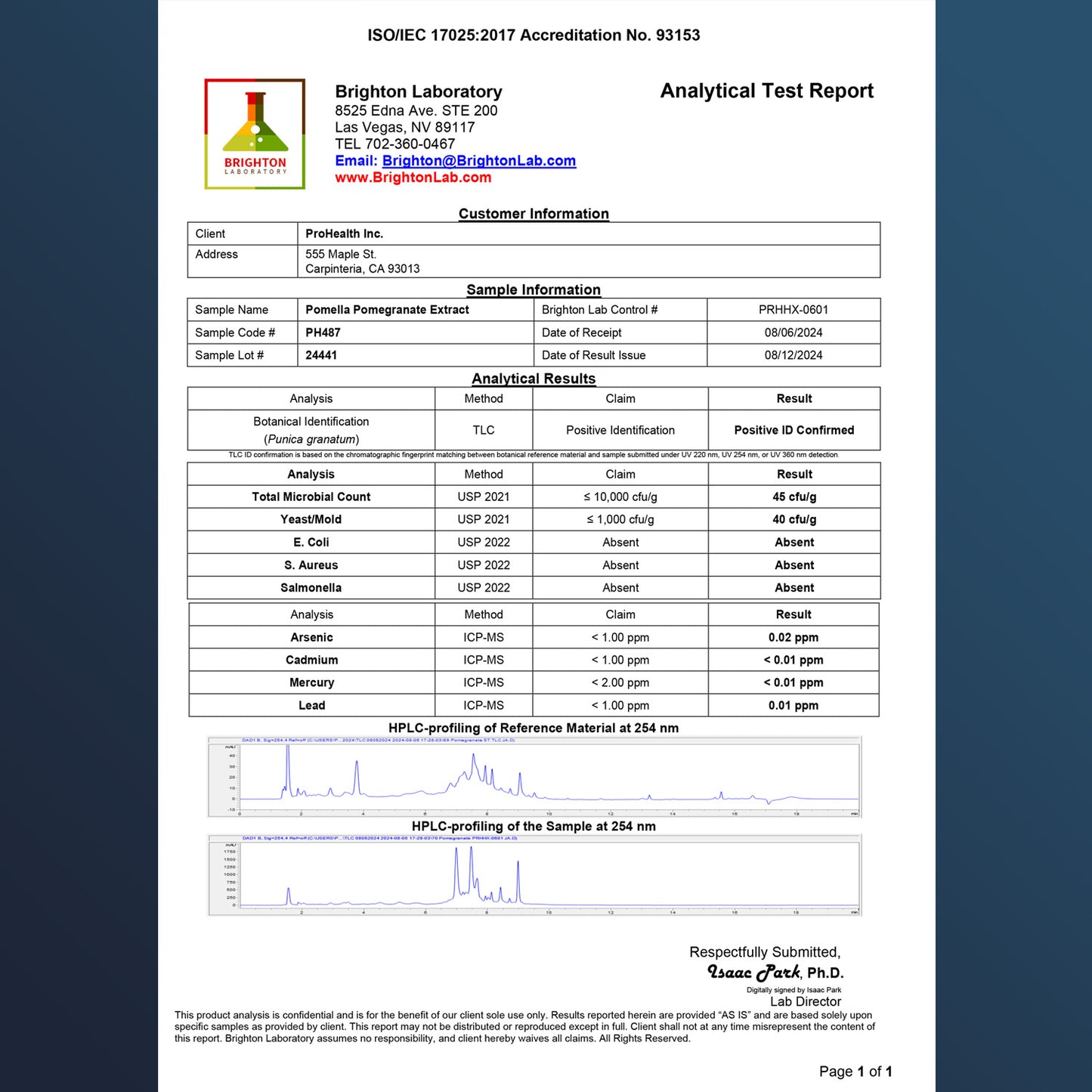 
                  
                    Pomella Pomegranate Extract Certificate of Analysis
                  
                