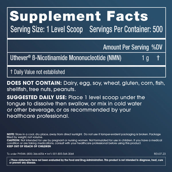 
                  
                    NMN Pro Powder 500 grams Supplement Facts and Label Information
                  
                