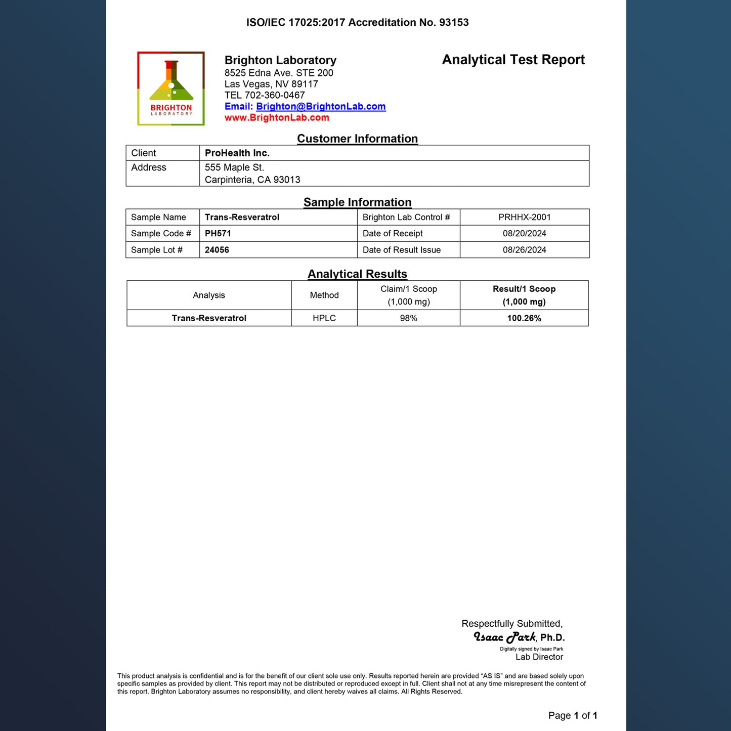 
                  
                    Bulk Micronized Trans-Resveratrol Powder Certificate of Analysis
                  
                