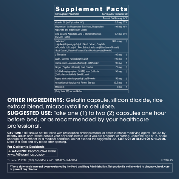 
                  
                    Sleep Longevity with Sedapine™ Supplement Facts and Label Information
                  
                