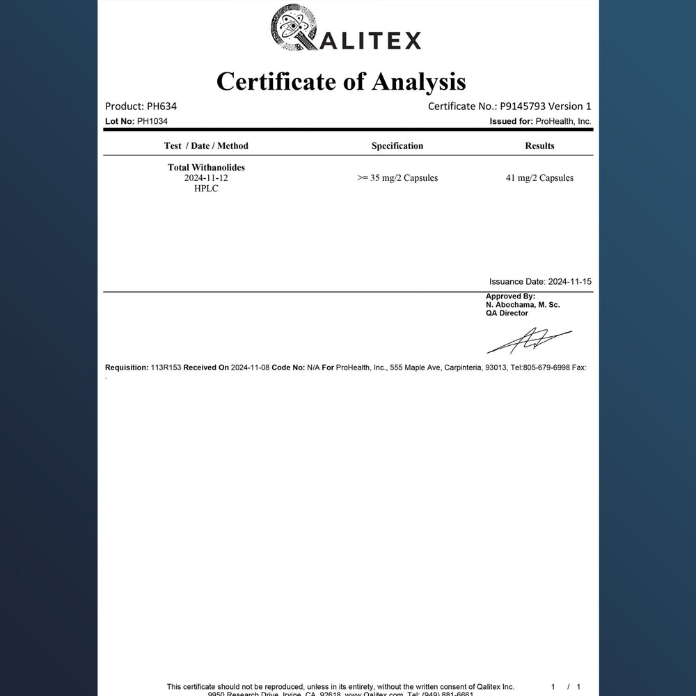 
                  
                    Ashwagandha Certificate of Analysis
                  
                