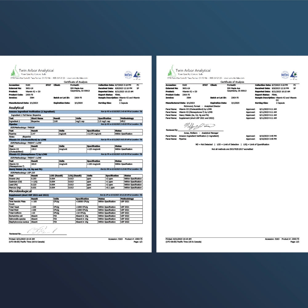 
                  
                    Vitamin D3 + K2 Certificate of Analysis
                  
                