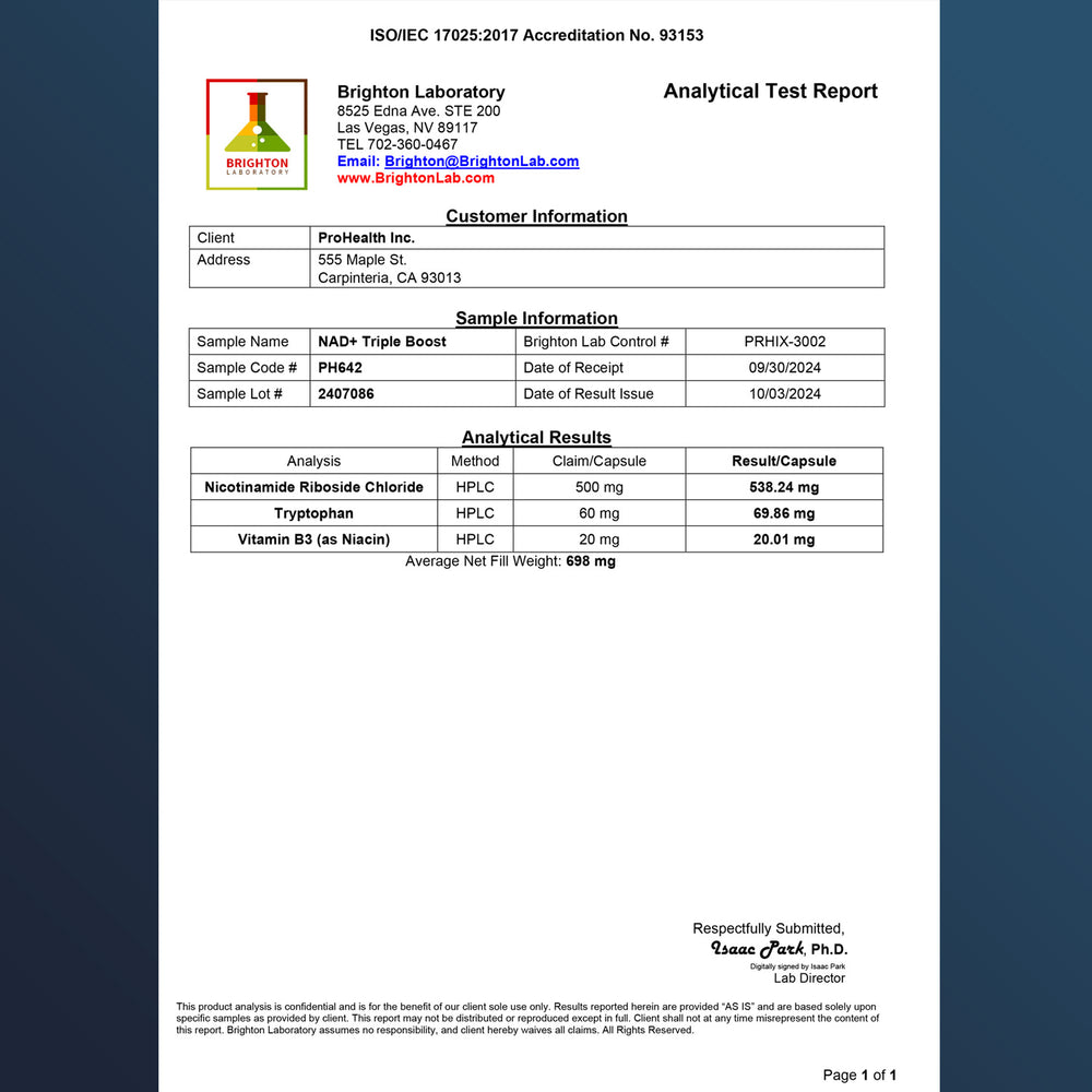 
                  
                    NAD+ Triple Boost Certificate of Analysis
                  
                