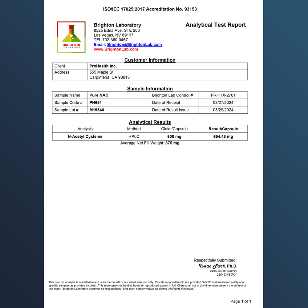 
                  
                    Pure N-Acetyl Cysteine Certificate of Analysis
                  
                