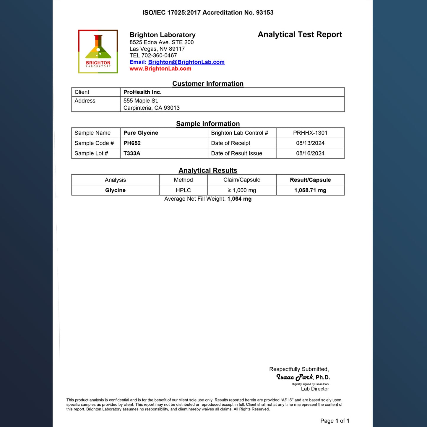 
                  
                    Pure Glycine Certificate of Analysis
                  
                