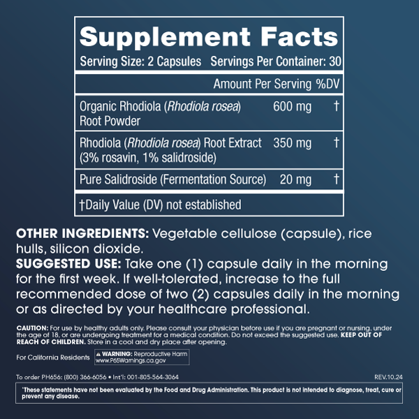 
                  
                    Full Spectrum Rhodiola Supplement Facts and Label Information
                  
                