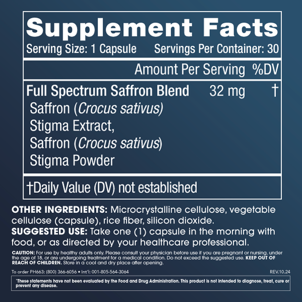 
                  
                    Saffron Supplement Facts and Label Information
                  
                