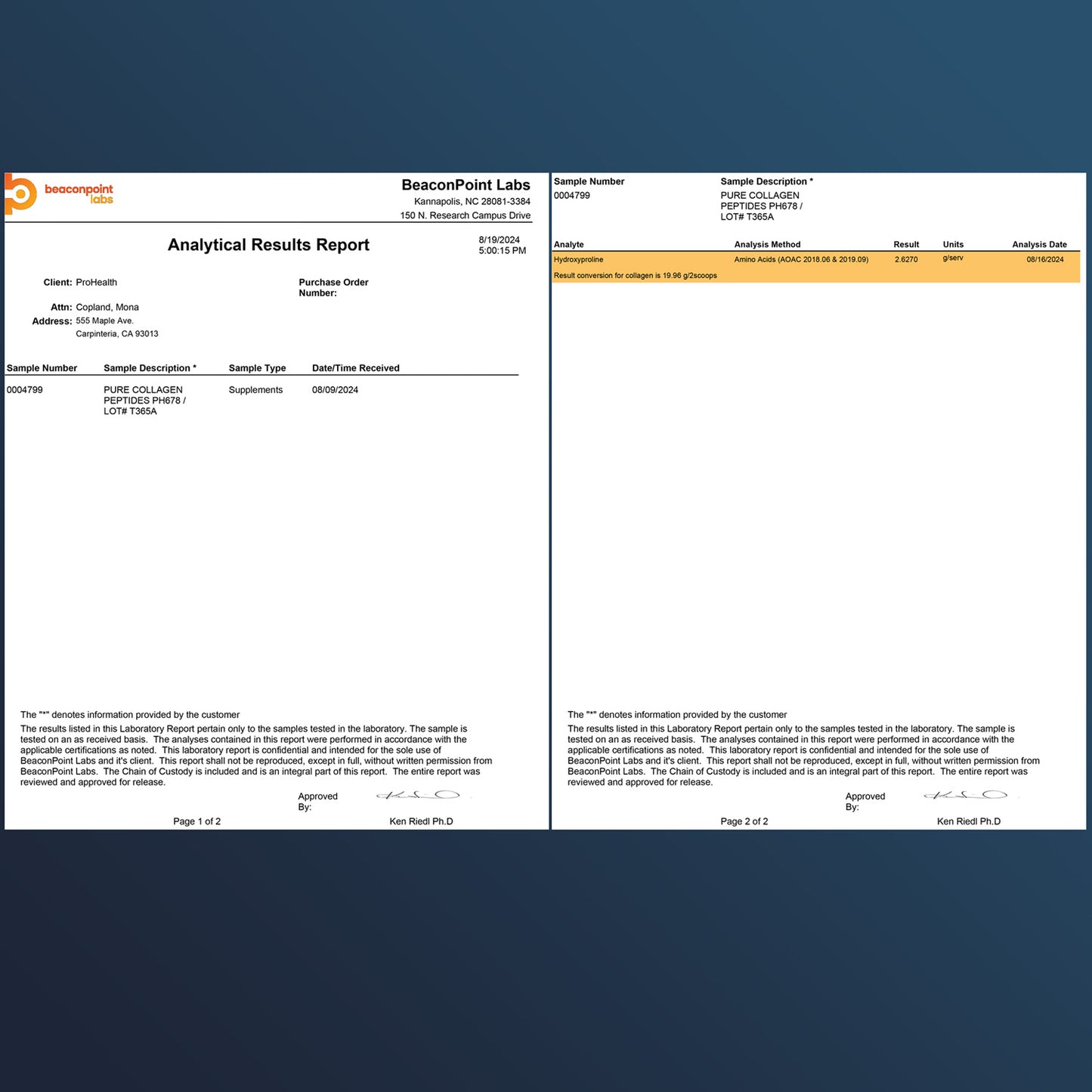 
                  
                    Pure Collagen Peptides Certificate of Analysis
                  
                