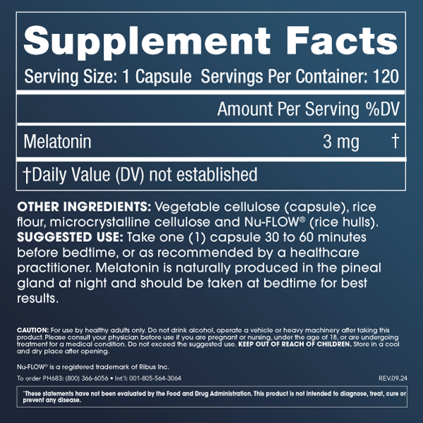 
                  
                    Pure Melatonin Supplement Facts and Label Information
                  
                