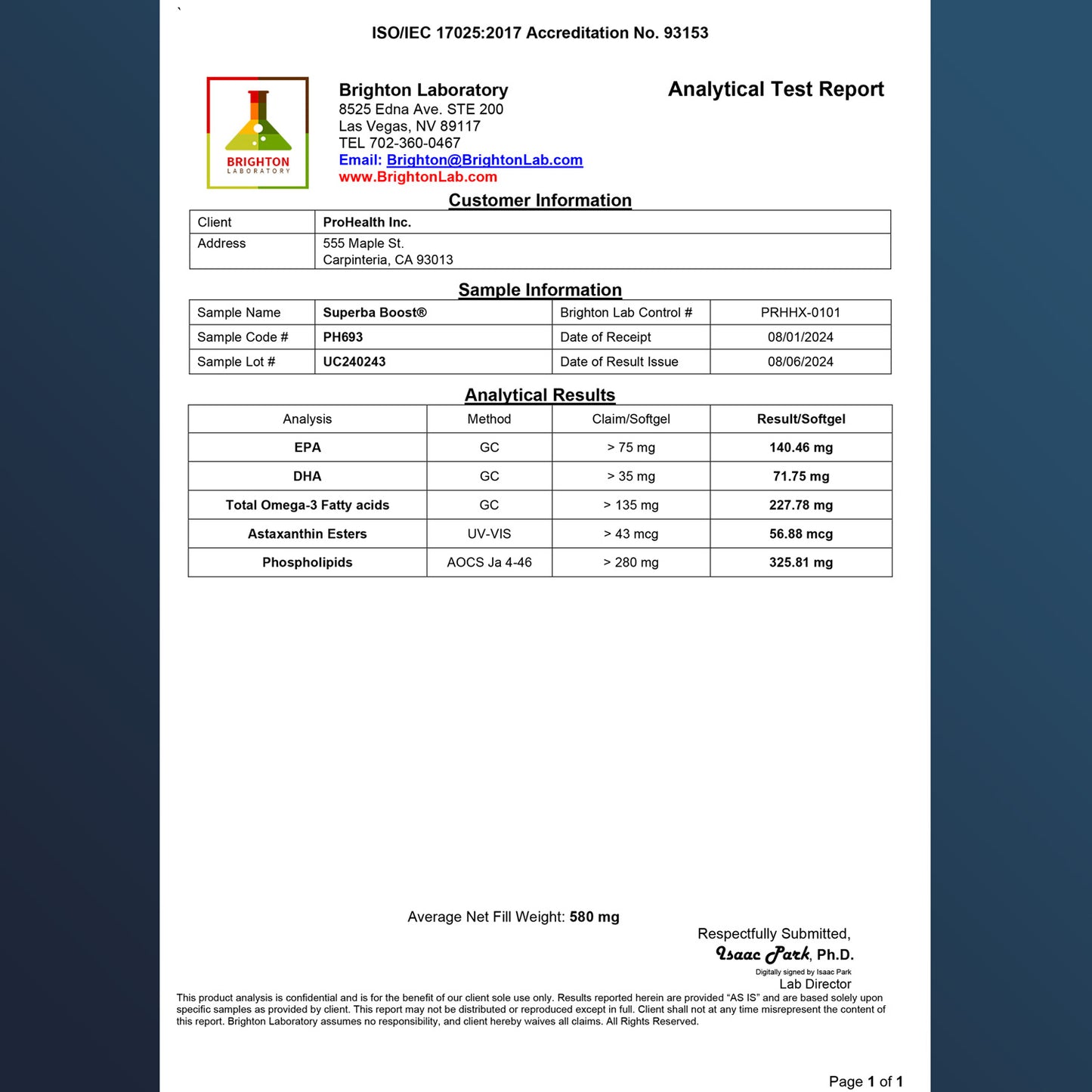 
                  
                    Pure Krill Oil Omega-3 Certificate of Analysis
                  
                