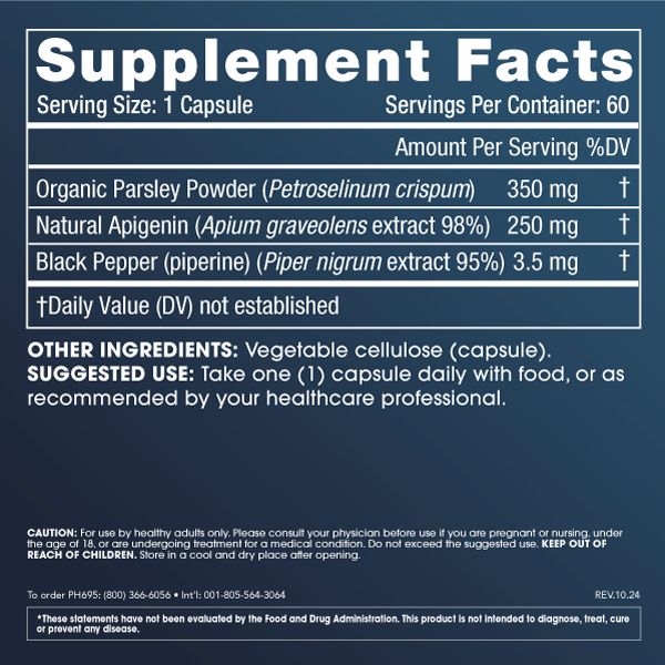 
                  
                    Full Spectrum Apigenin Plus Supplement Facts
                  
                