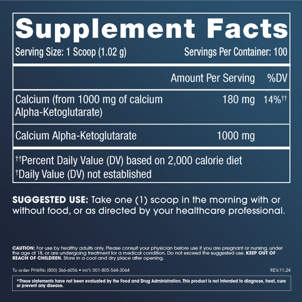 
                  
                    Calcium AKG Longevity Powder Supplement Facts
                  
                